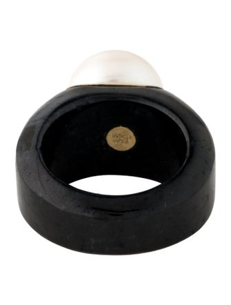 Ring 14K Pearl & Jadeite Cocktail Ring