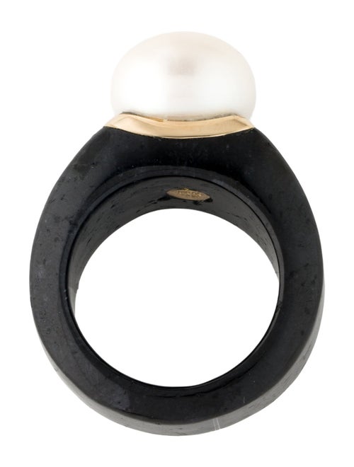 Ring 14K Pearl & Jadeite Cocktail Ring