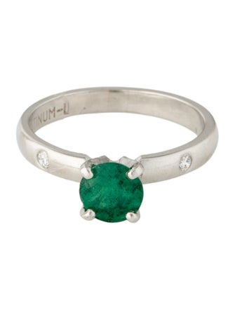 Ring Platinum Emerald & Diamond Cocktail Ring