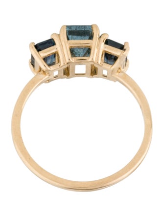 Ring 14K 1.09ct Aquamarine & Sapphire Cocktail Ring