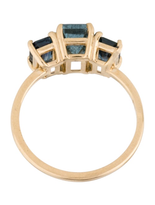 Ring 14K 1.09ct Aquamarine & Sapphire Cocktail Ring