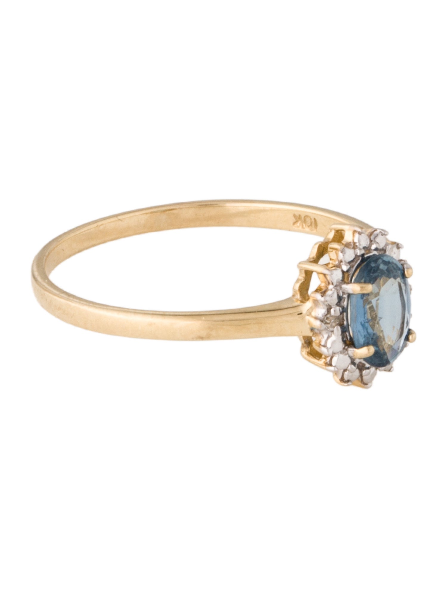 Ring 10K Topaz & Diamond Cocktail Ring