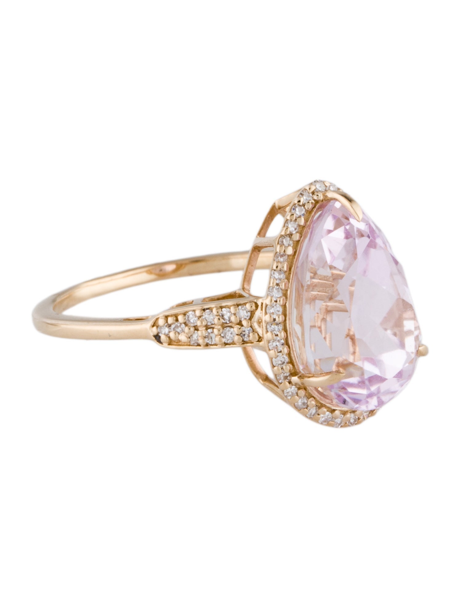 Ring 14K 5.24ct Kunzite & Diamond Cocktail Ring