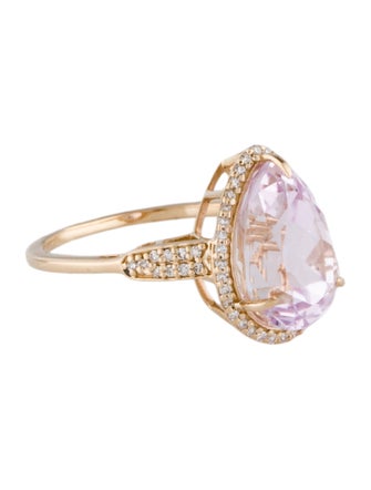 Ring 14K 5.24ct Kunzite & Diamond Cocktail Ring