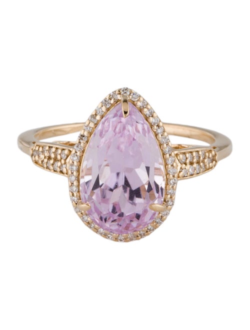 Ring 14K 5.24ct Kunzite & Diamond Cocktail Ring