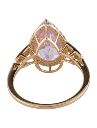 Ring 14K 5.24ct Kunzite & Diamond Cocktail Ring