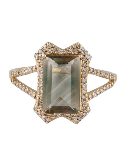 Ring 14K 2.07ct Sunstone Labradorite & Diamond Cocktail Ring