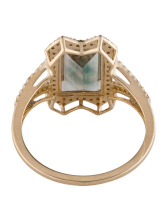 Ring 14K 2.07ct Sunstone Labradorite & Diamond Cocktail Ring