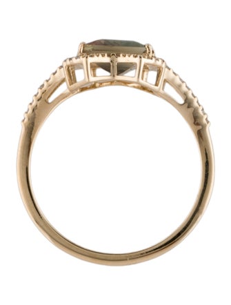 Ring 14K 2.07ct Sunstone Labradorite & Diamond Cocktail Ring