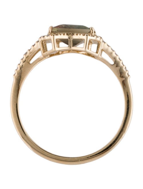 Ring 14K 2.07ct Sunstone Labradorite & Diamond Cocktail Ring