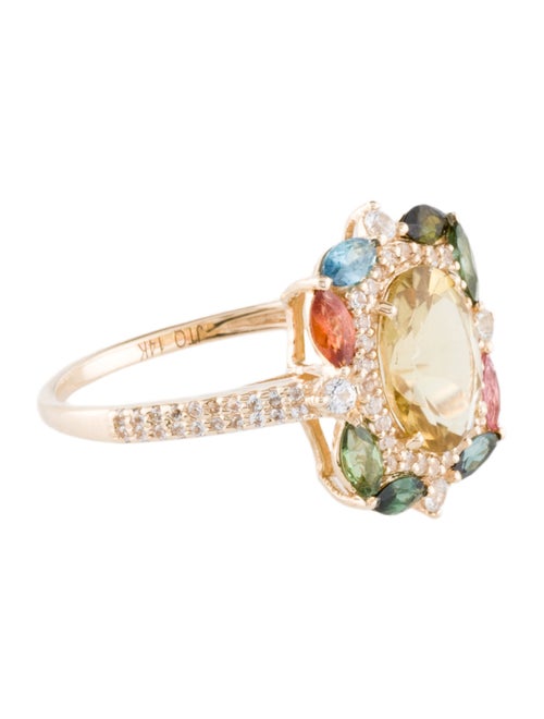 Ring 14K Sapphire & Tourmaline Cocktail Ring