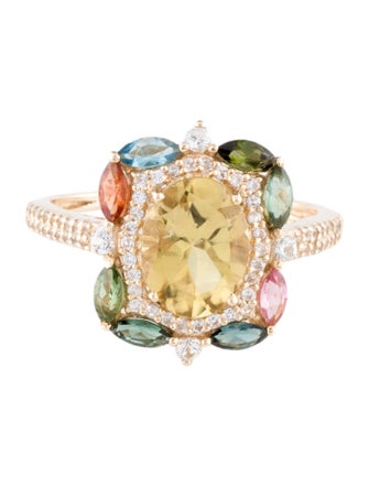 Ring 14K Sapphire & Tourmaline Cocktail Ring