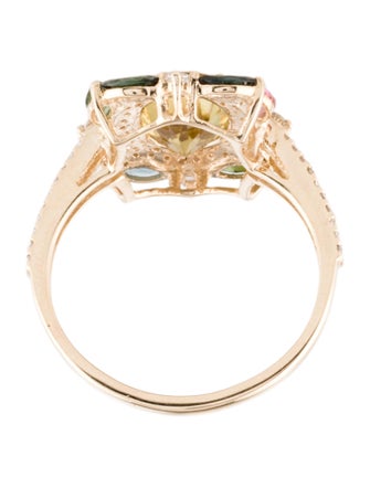 Ring 14K Sapphire & Tourmaline Cocktail Ring