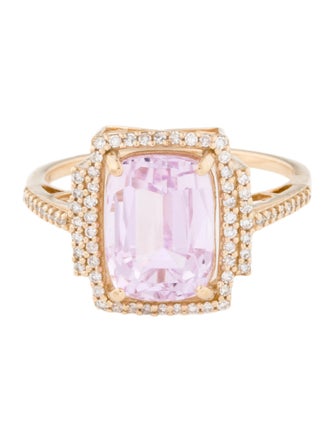 Ring 14K 4.53ct Kunzite & Diamond Cocktail Ring