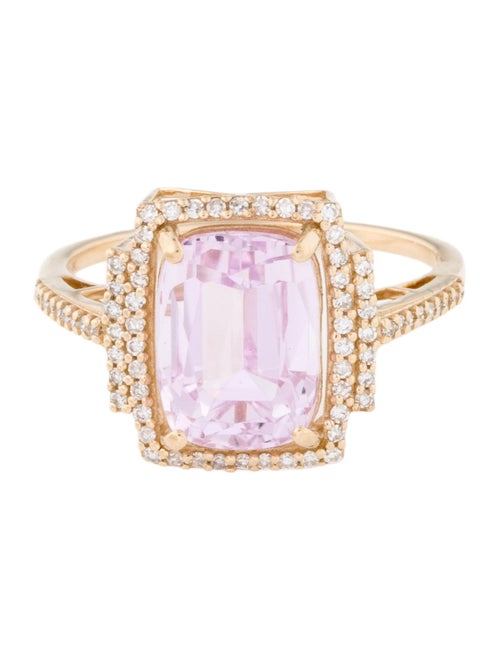Ring 14K 4.53ct Kunzite & Diamond Cocktail Ring