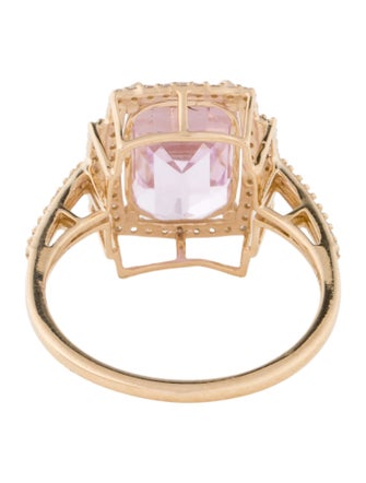 Ring 14K 4.53ct Kunzite & Diamond Cocktail Ring