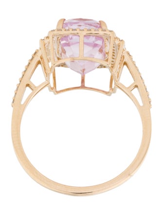 Ring 14K 4.53ct Kunzite & Diamond Cocktail Ring