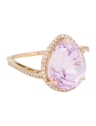 Ring 14K 7.67ct Kunzite & Diamond Cocktail Ring