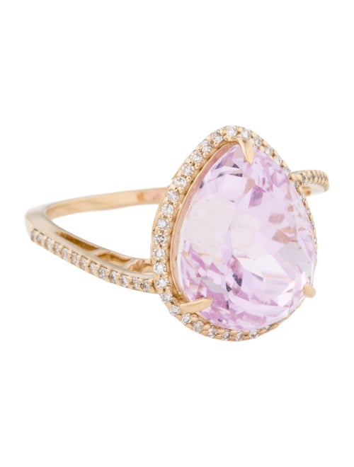 Ring 14K 7.67ct Kunzite & Diamond Cocktail Ring