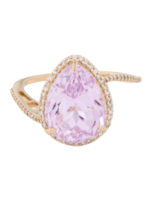 Ring 14K 7.67ct Kunzite & Diamond Cocktail Ring