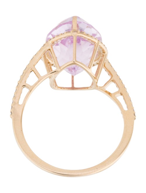 Ring 14K 7.67ct Kunzite & Diamond Cocktail Ring