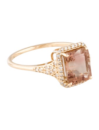 Ring 14K 2.50ct Sunstone Labradorite & Diamond Cocktail Ring