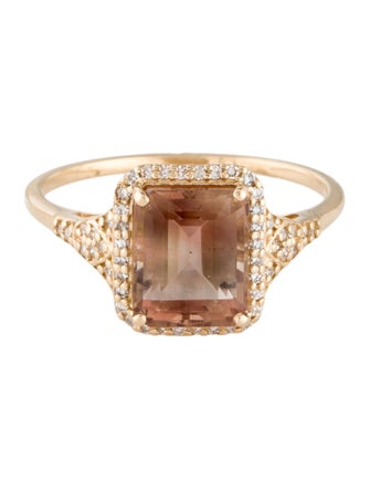 Ring 14K 2.50ct Sunstone Labradorite & Diamond Cocktail Ring