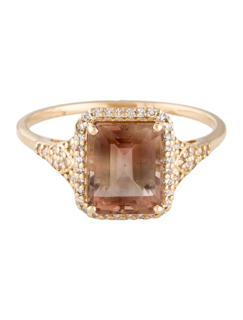 Ring 14K 2.50ct Sunstone Labradorite & Diamond Cocktail Ring