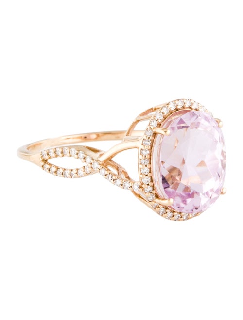 Ring 14K 5.16ct Kunzite & Diamond Cocktail Ring