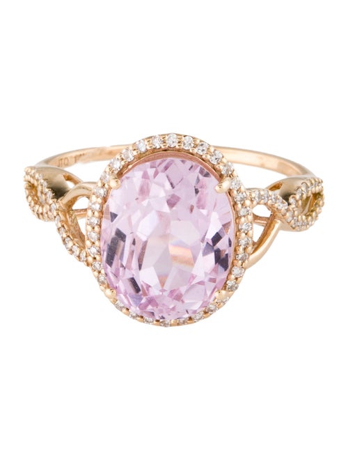 Ring 14K 5.16ct Kunzite & Diamond Cocktail Ring