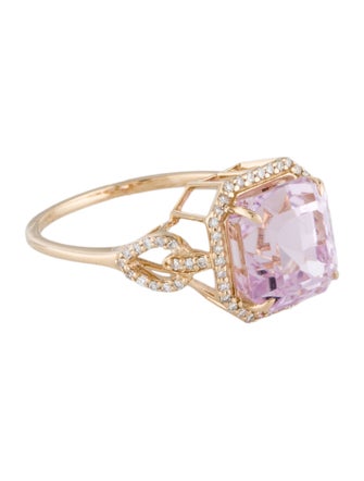 Ring 14K 5.43ct Kunzite & Diamond Cocktail Ring