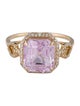 Ring 14K 5.43ct Kunzite & Diamond Cocktail Ring