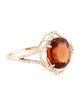 Ring 14K 5.20ct Hessonite Garnet & Diamond Cocktail Ring