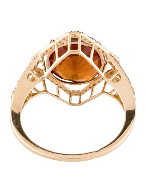 Ring 14K 5.20ct Hessonite Garnet & Diamond Cocktail Ring