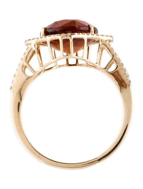 Ring 14K 5.20ct Hessonite Garnet & Diamond Cocktail Ring
