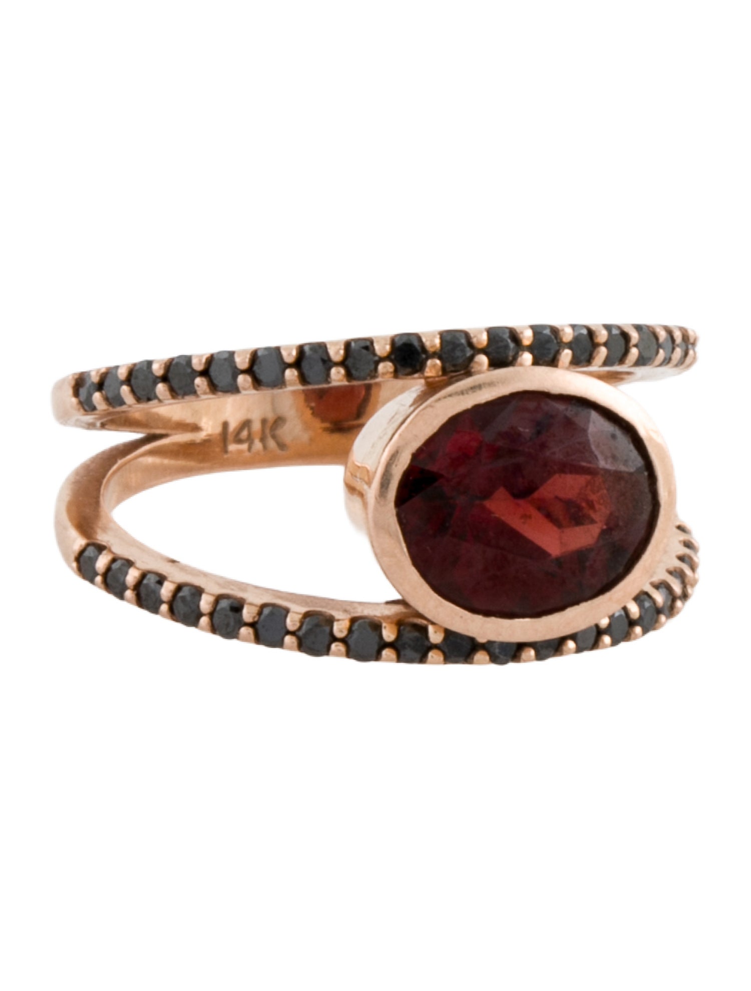Ring 14K Garnet & Diamond Cocktail Ring