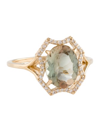 Ring 14K 1.84ct Feldspar & Diamond Cocktail Ring