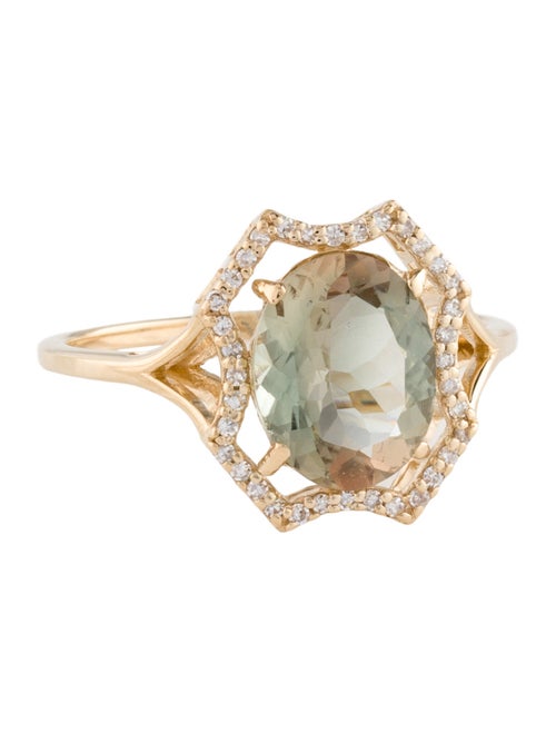 Ring 14K 1.84ct Feldspar & Diamond Cocktail Ring