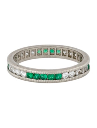 Ring Platinum Emerald & Diamond Eternity Ring