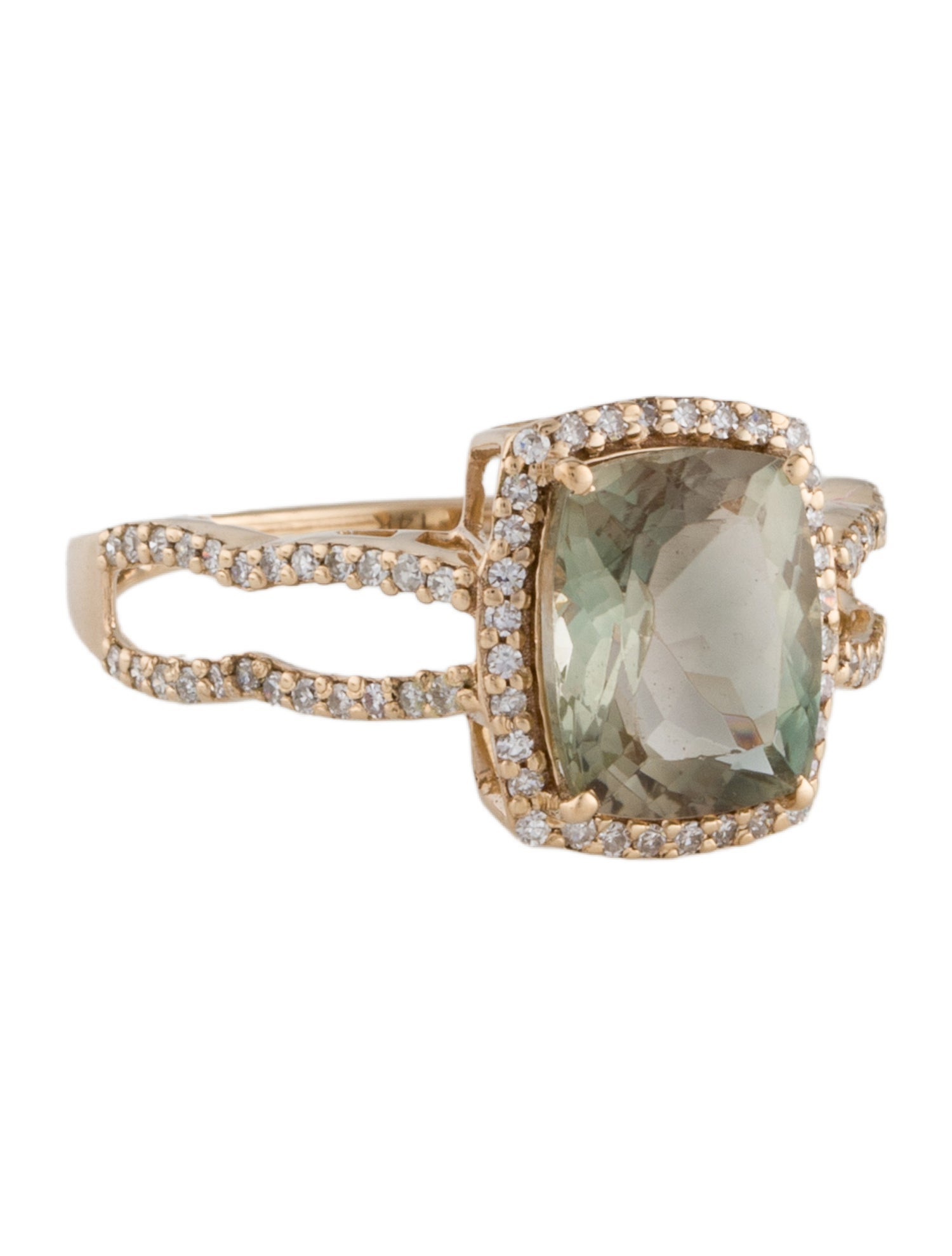 Ring 14K 2.14ct Feldspar & Diamond Cocktail Ring