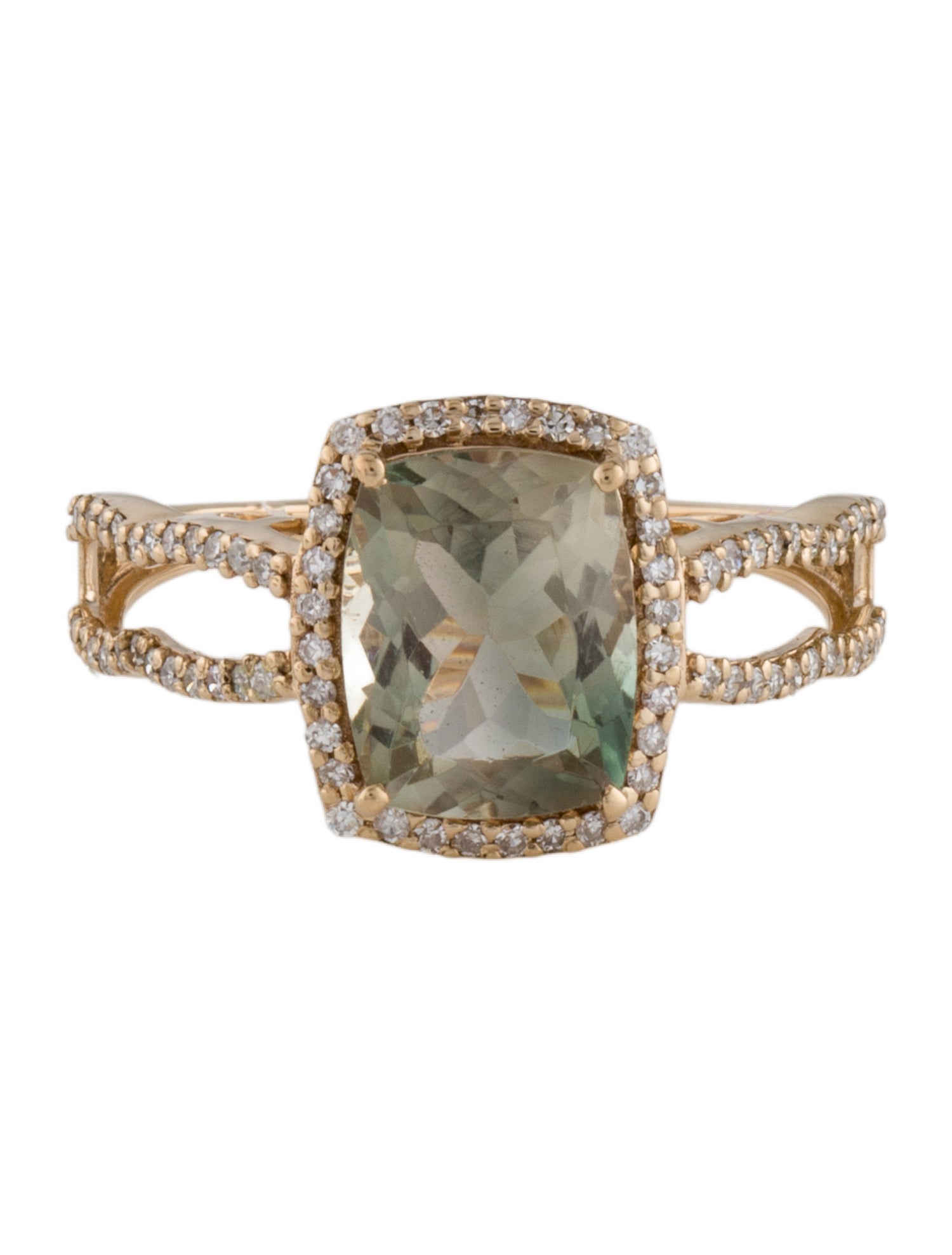 Ring 14K 2.14ct Feldspar & Diamond Cocktail Ring