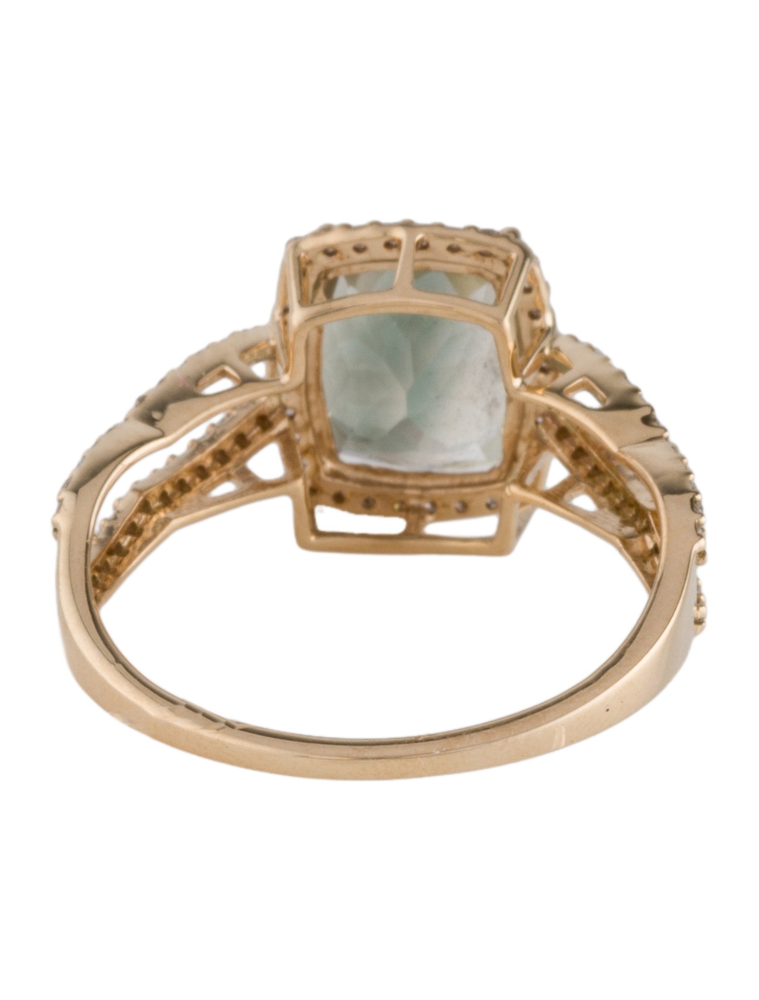 Ring 14K 2.14ct Feldspar & Diamond Cocktail Ring