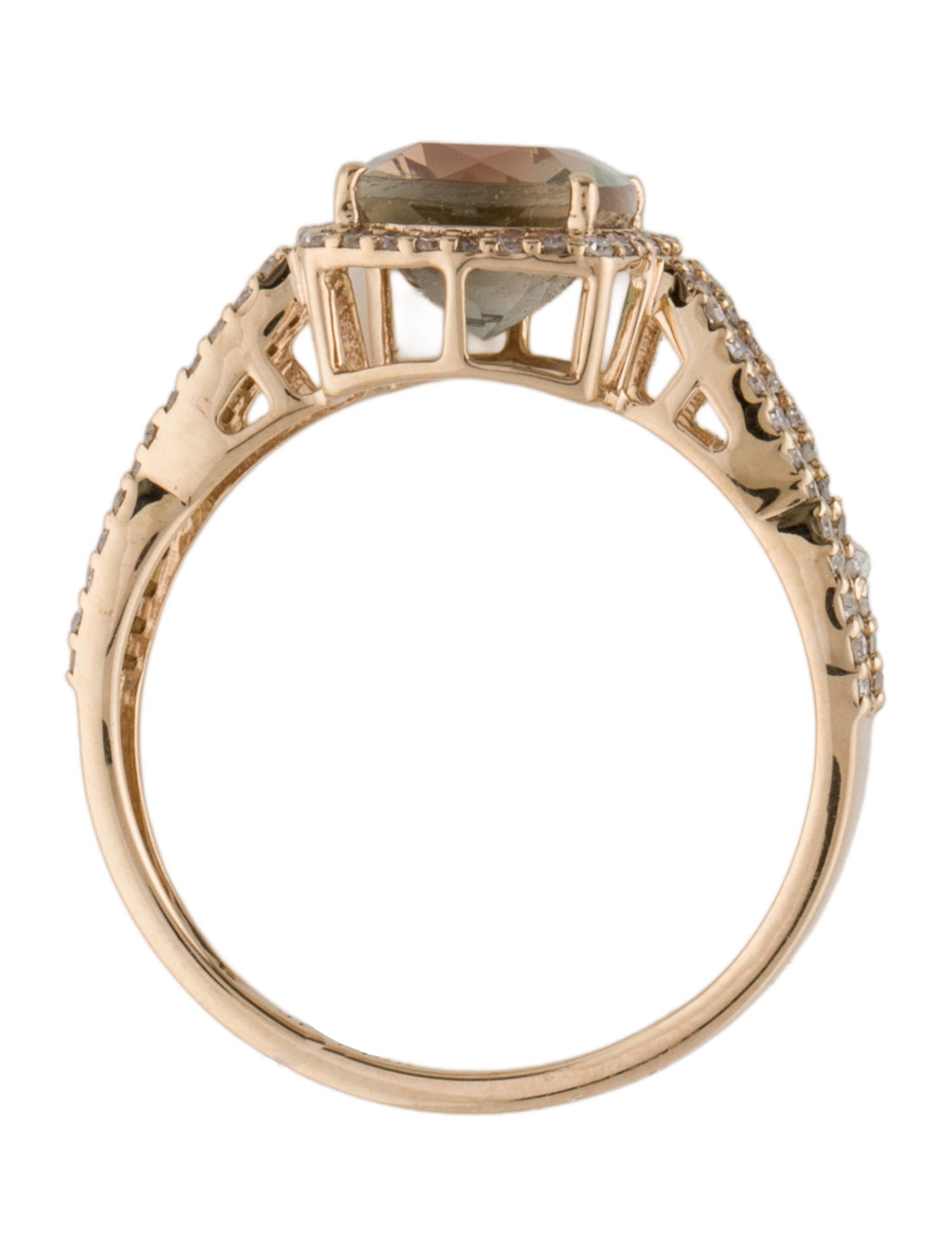Ring 14K 2.14ct Feldspar & Diamond Cocktail Ring