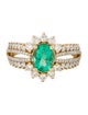Ring 14K Emerald & Diamond Cocktail Ring