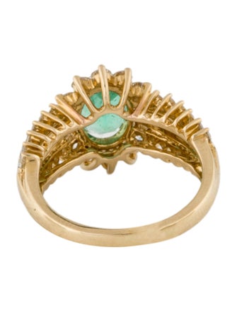 Ring 14K Emerald & Diamond Cocktail Ring