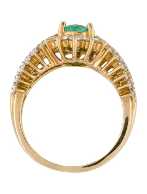 Ring 14K Emerald & Diamond Cocktail Ring