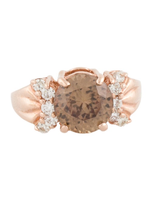 Ring 14K 3.19ct Zircon & Diamond Cocktail Ring