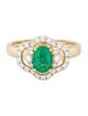 Ring 14K Emerald & Diamond Cocktail Ring