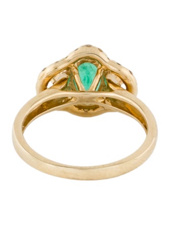 Ring 14K Emerald & Diamond Cocktail Ring