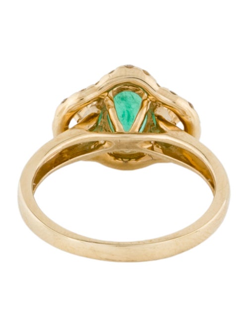 Ring 14K Emerald & Diamond Cocktail Ring